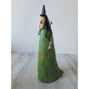 Vintage Melrose ceramic witch Halloween green decor whimsical shabby chic‎